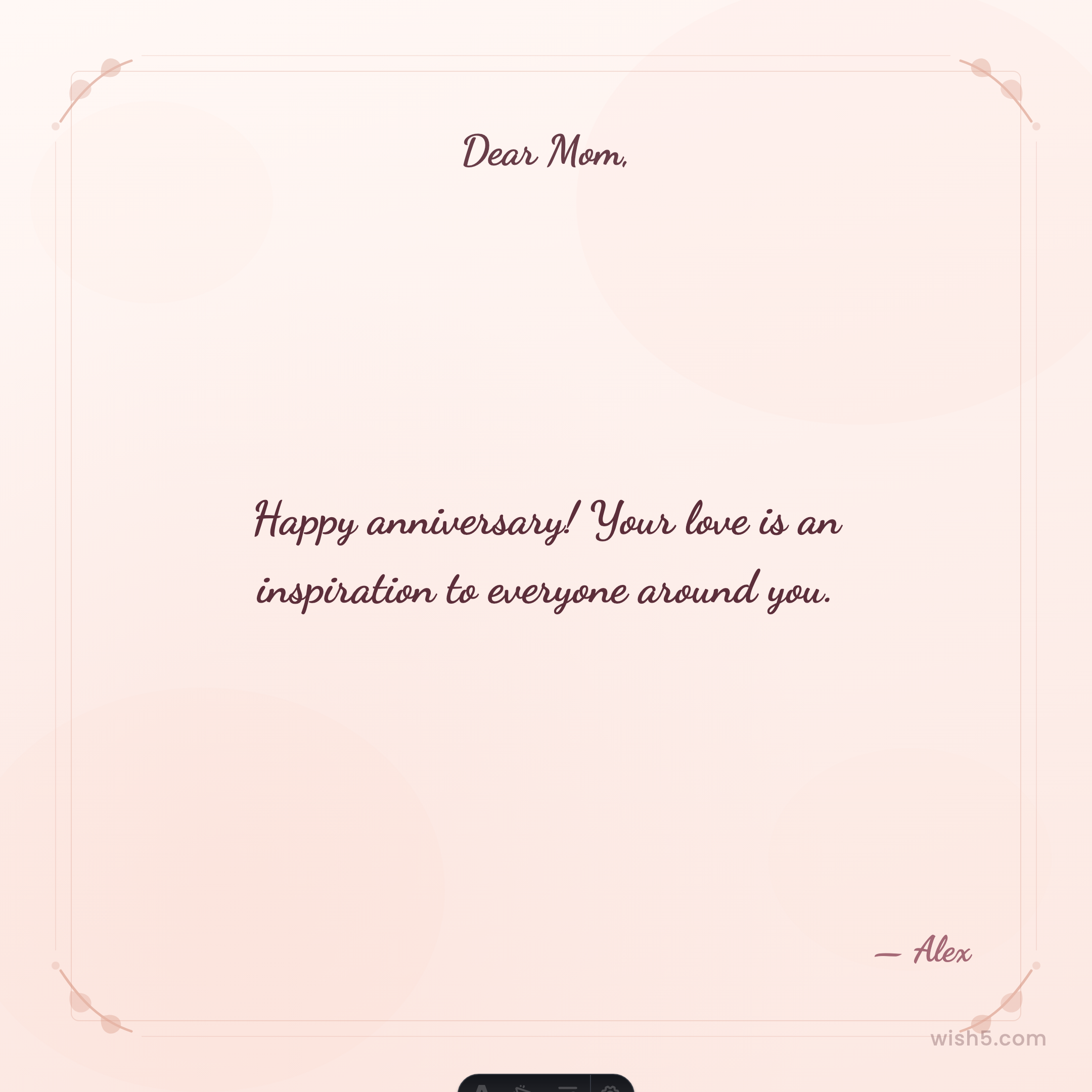 Anniversary greeting card example