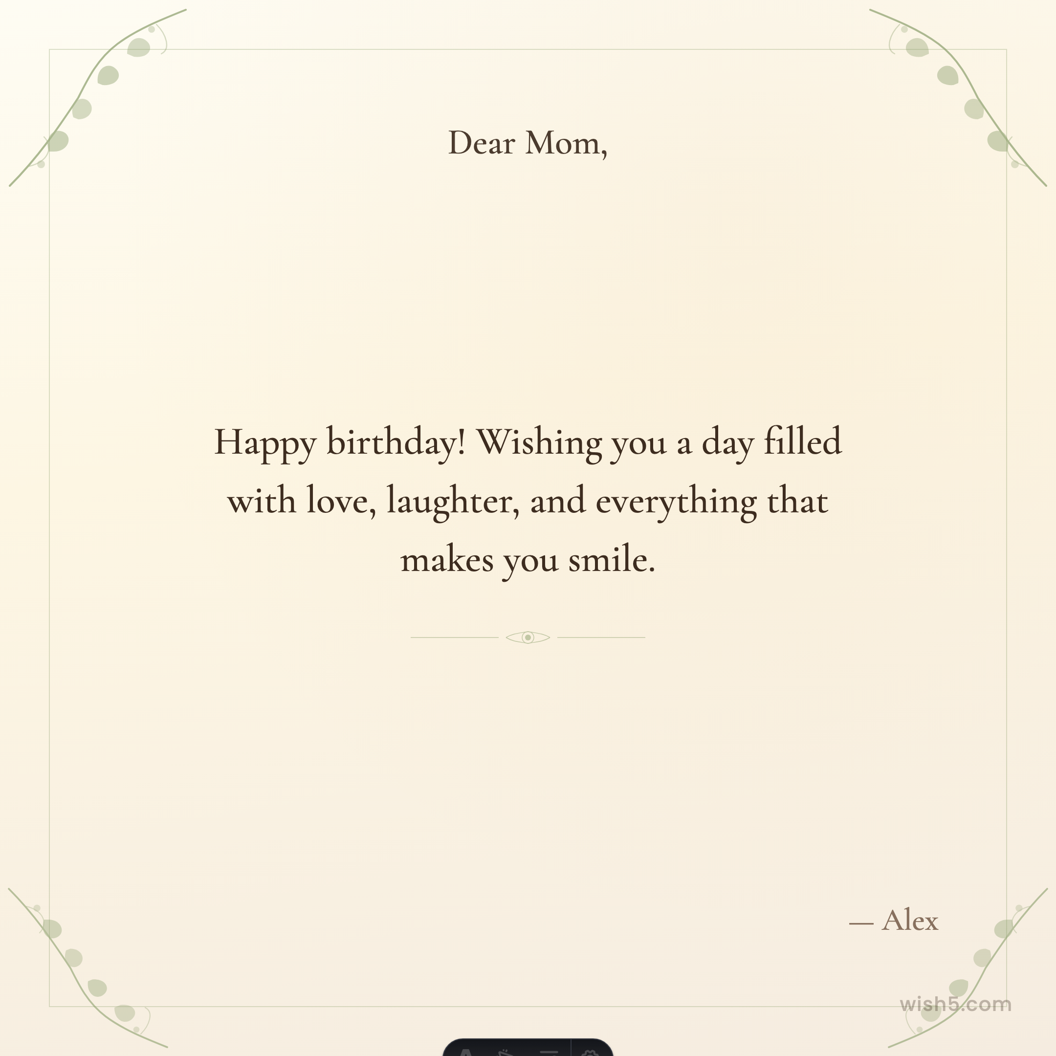 Birthday greeting card example