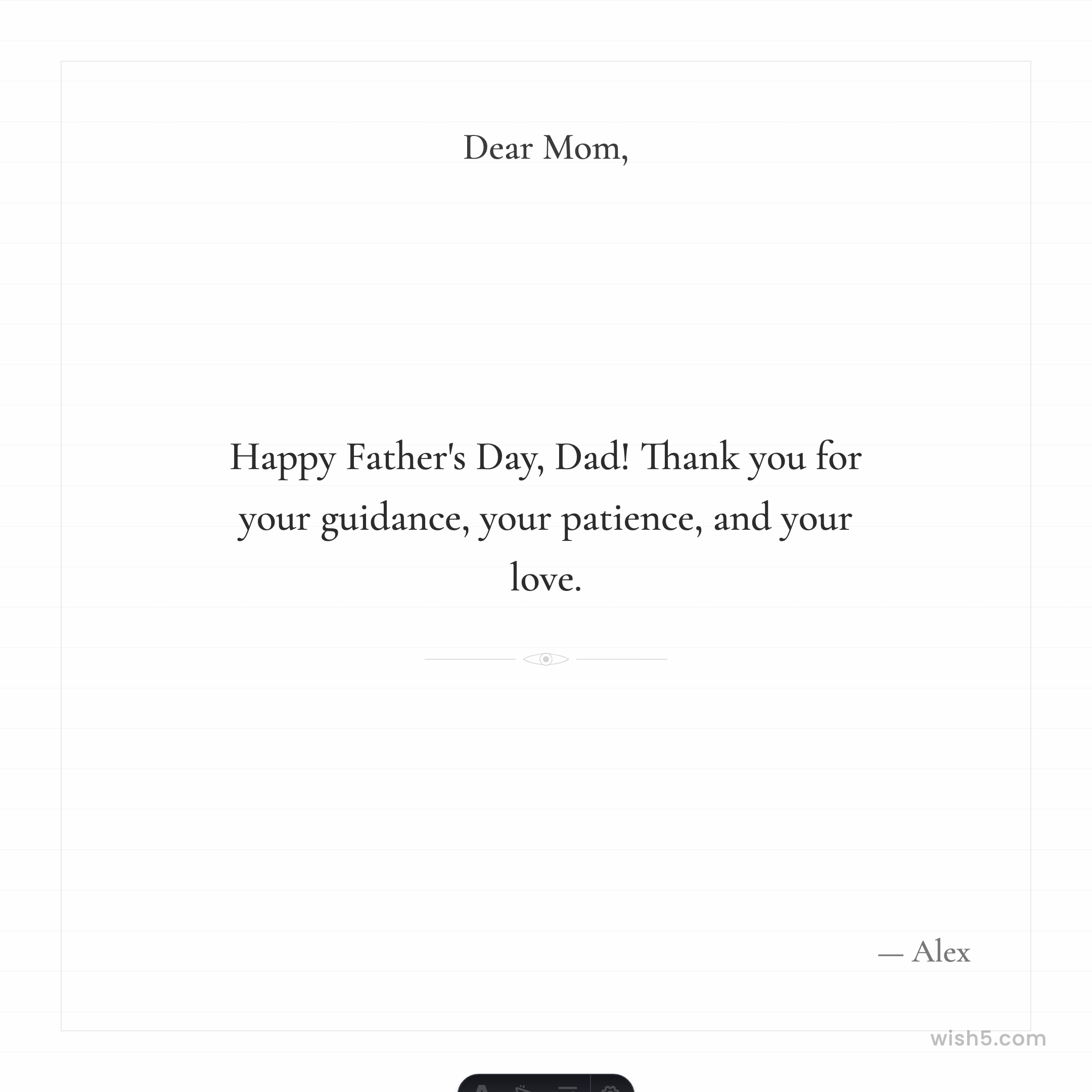 Free fathers day greeting card example — White Linen template