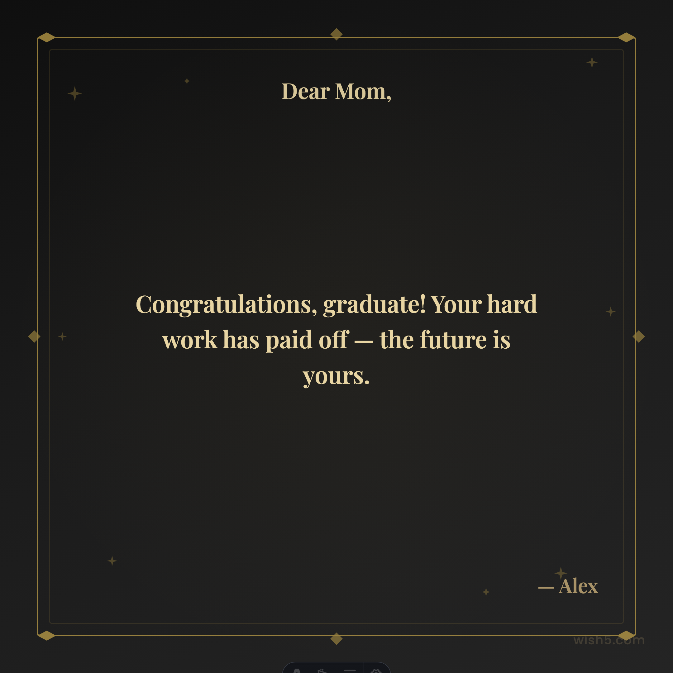 Graduation greeting card example