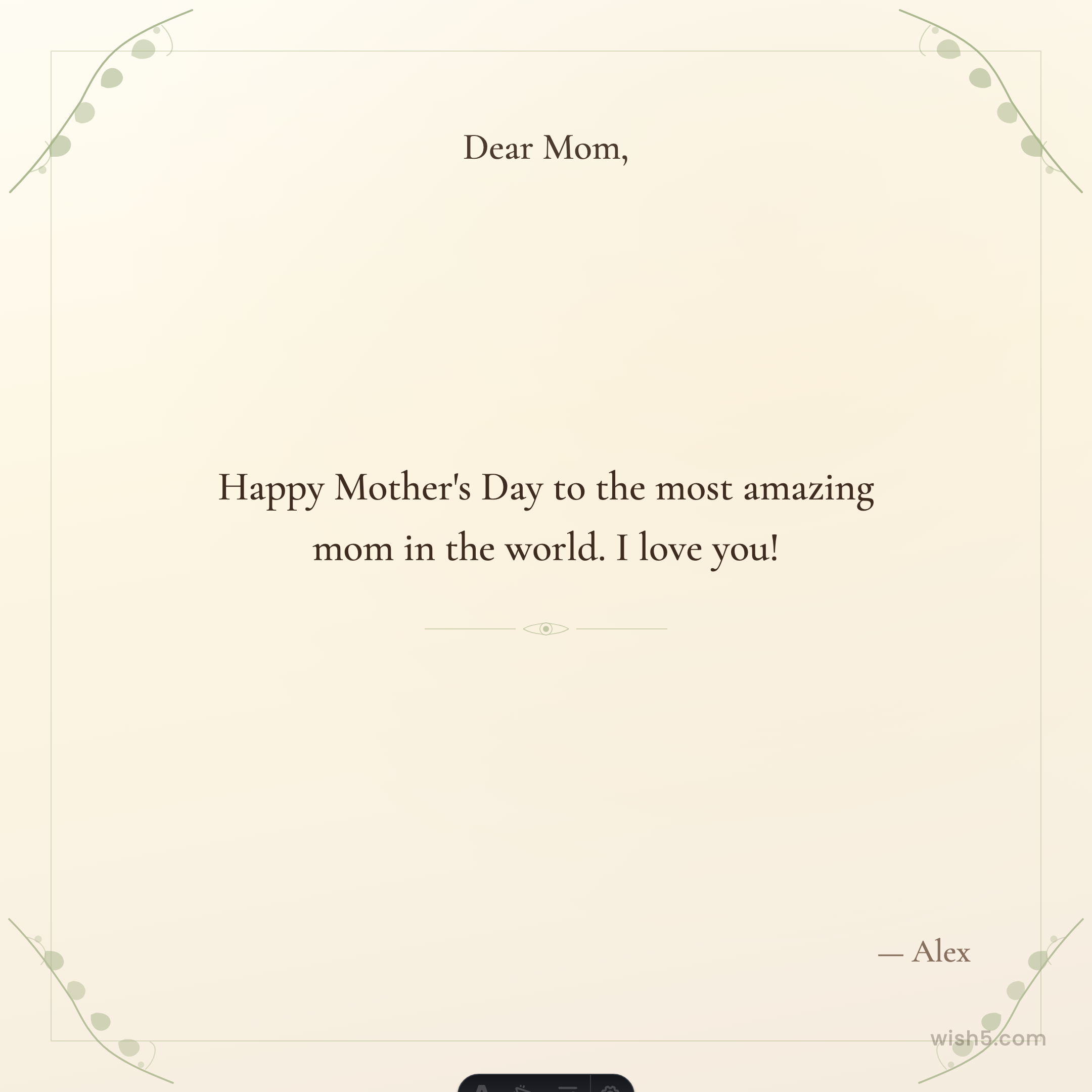 Free mothers day greeting card example — Garden Elegance template