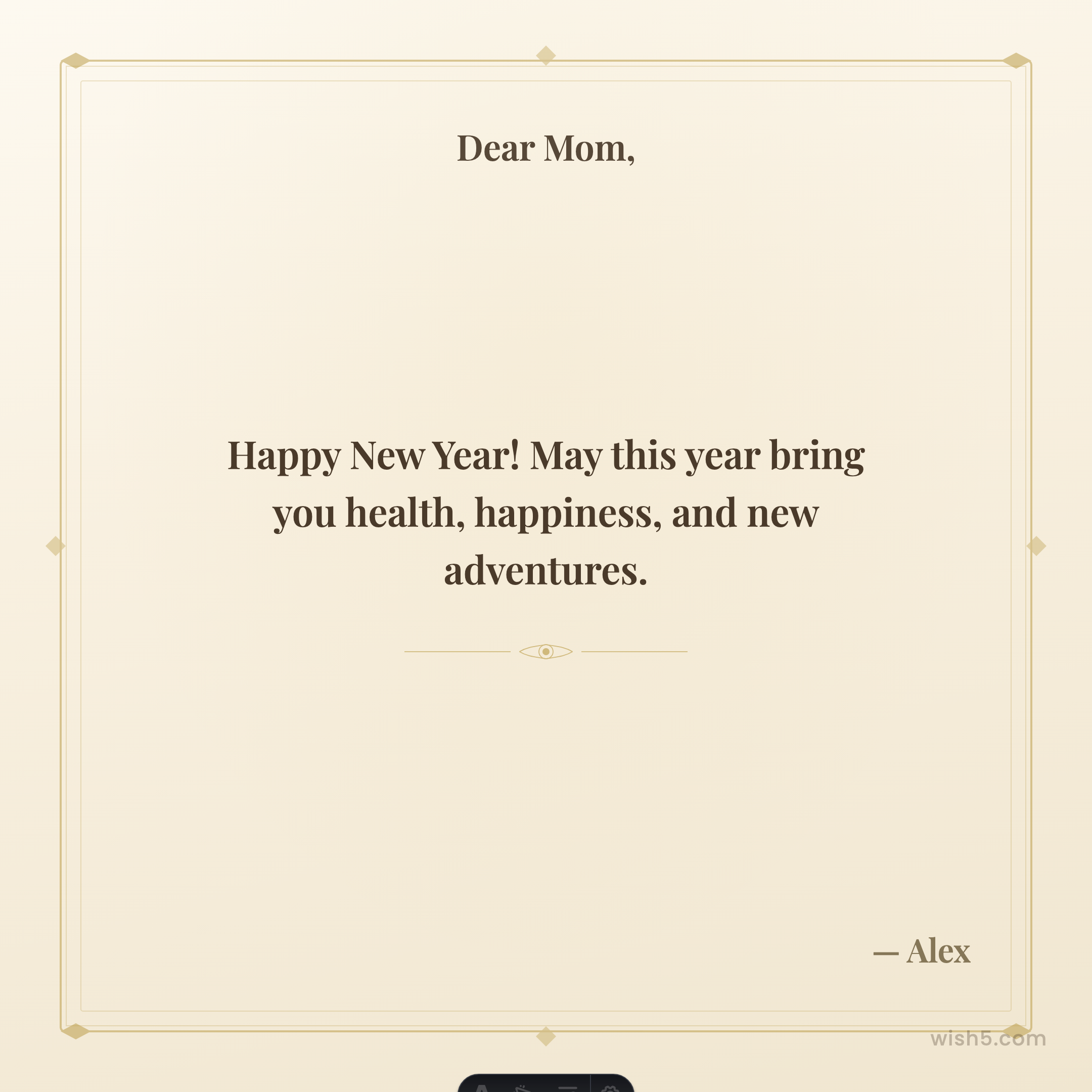 Free new year greeting card example — Champagne Silk template