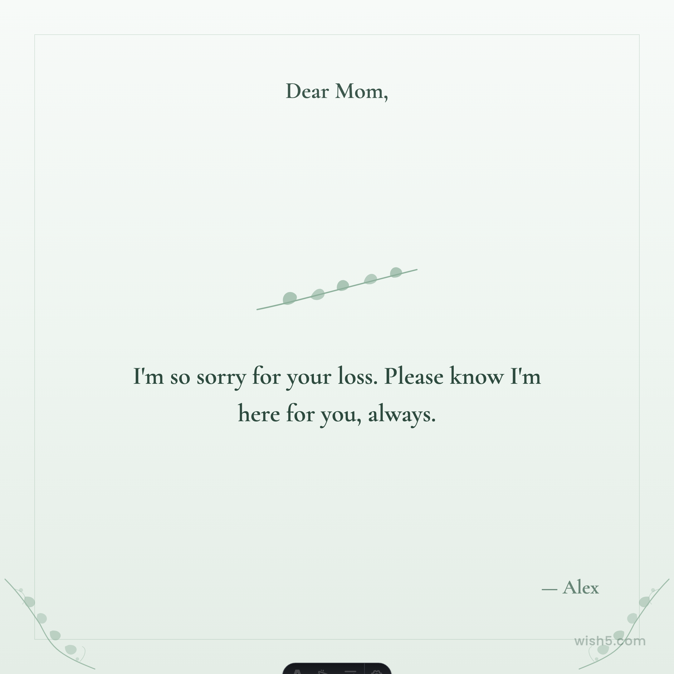 Free sympathy greeting card example