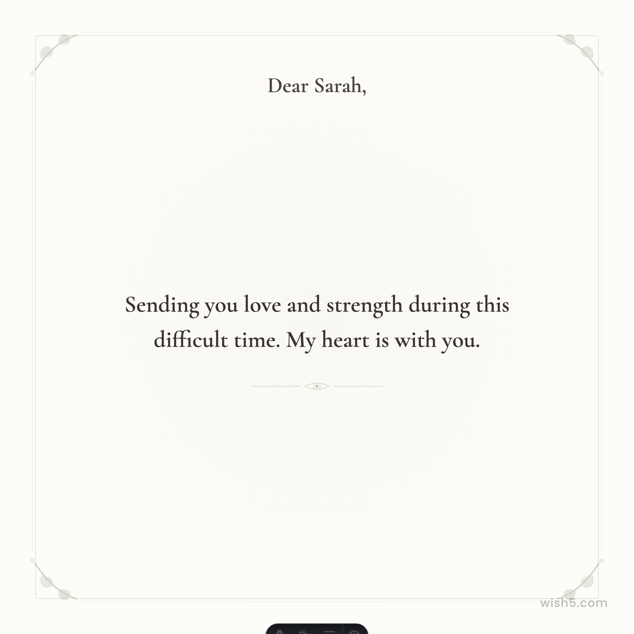 Free sympathy greeting card example — Ivory & Sage template