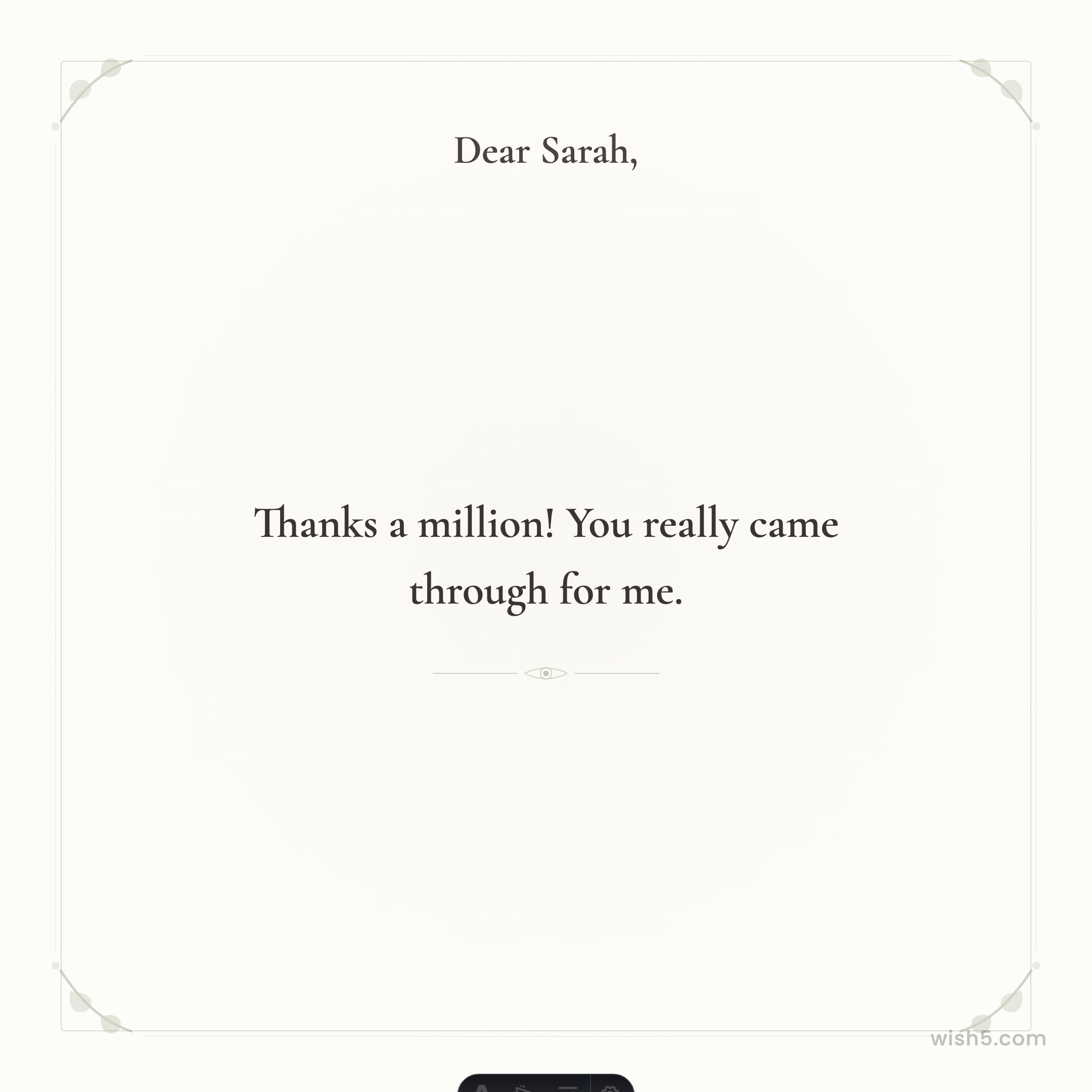 Free thank you greeting card example — Ivory & Sage template