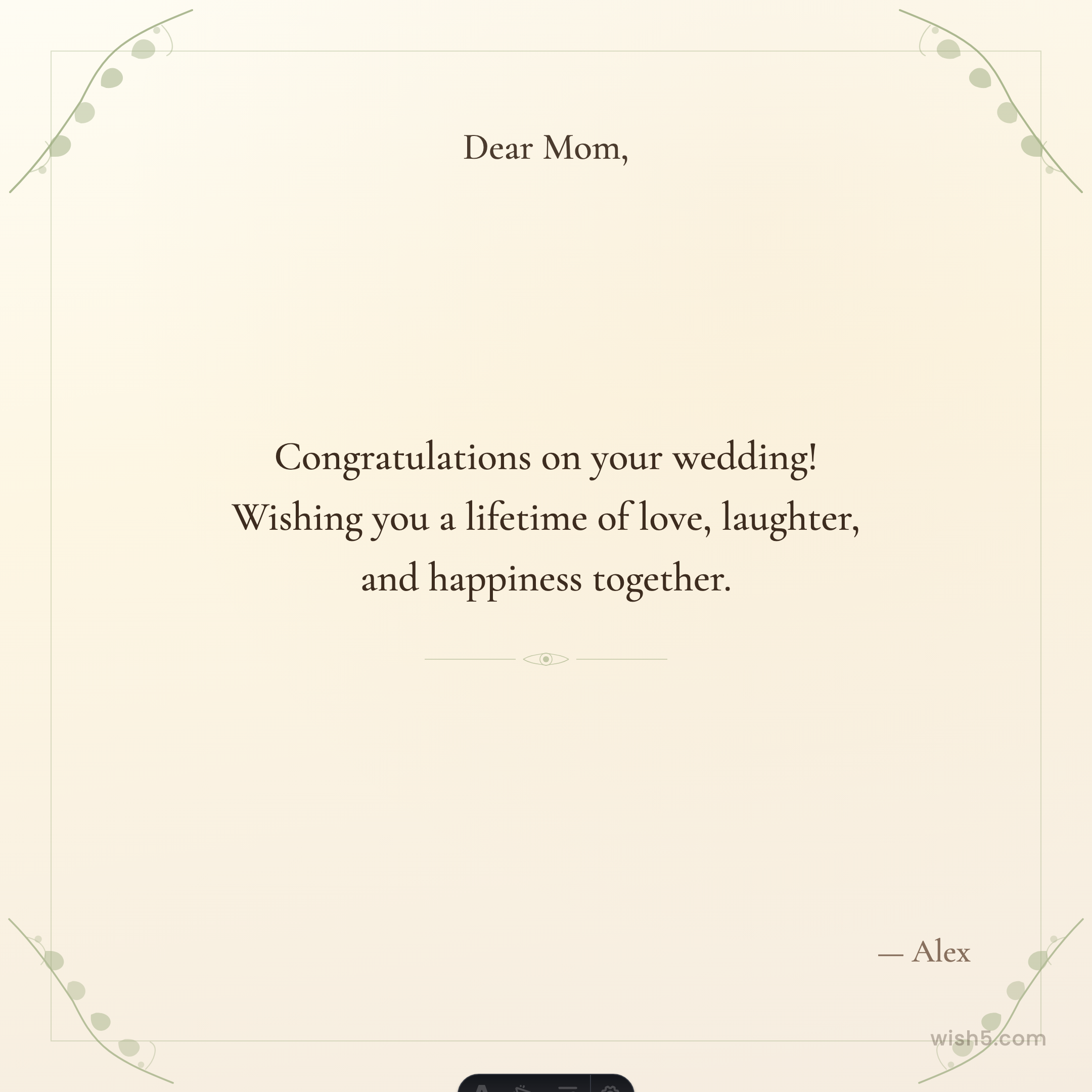Wedding greeting card example